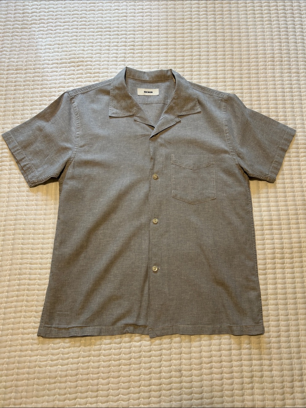 Buck Mason Men's Short-Sleeve Camp Shirt in Gray